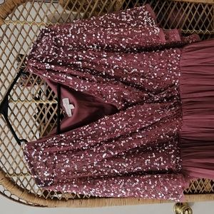 Asos mauve sequin floor length formal dress